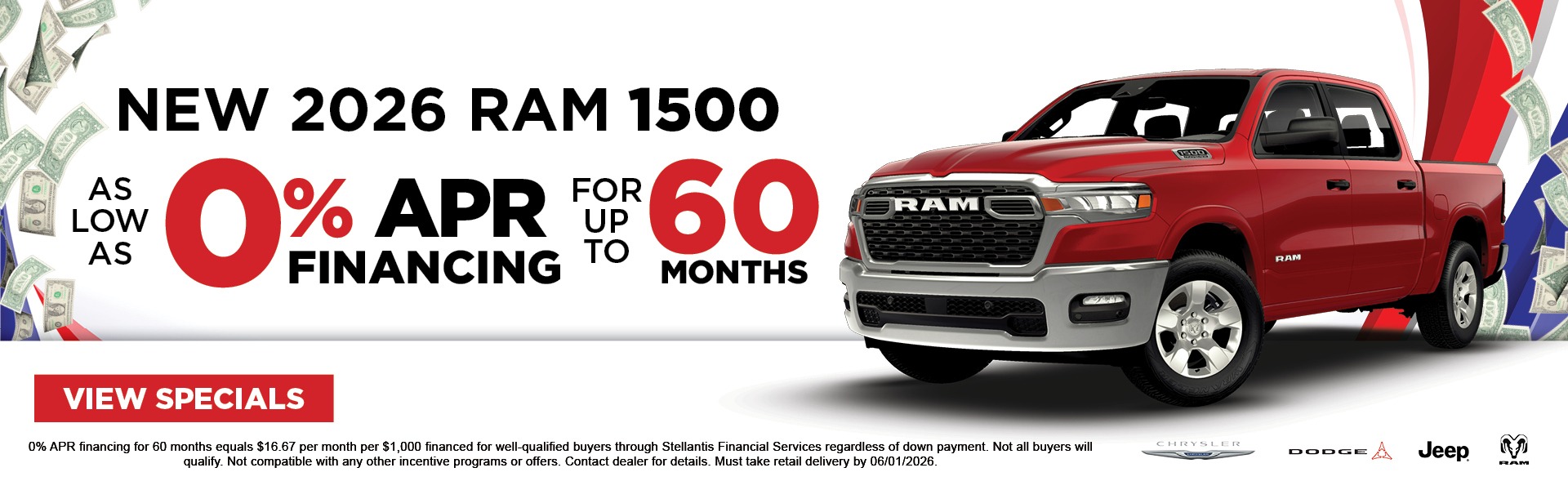 New 2026 RAM 1500 - As Low As 0% APR Financing for Up To 60 Months